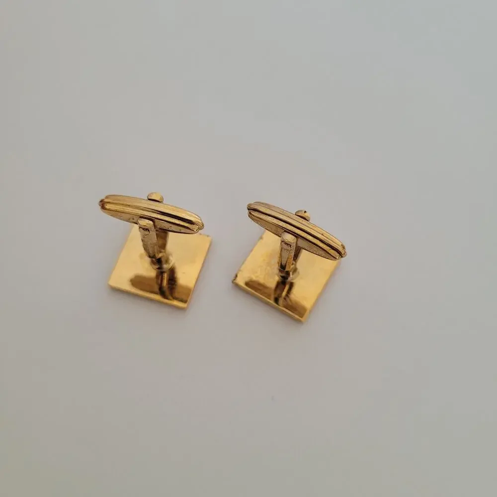 Nina Ricci French Tie Bar Clip Cufflinks Set Gold Silver Tone Logo Two Tone Box